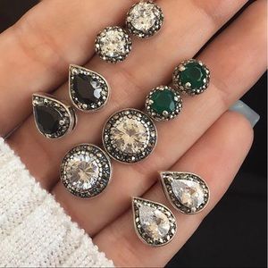 Bohemian Stud Earring Set Green